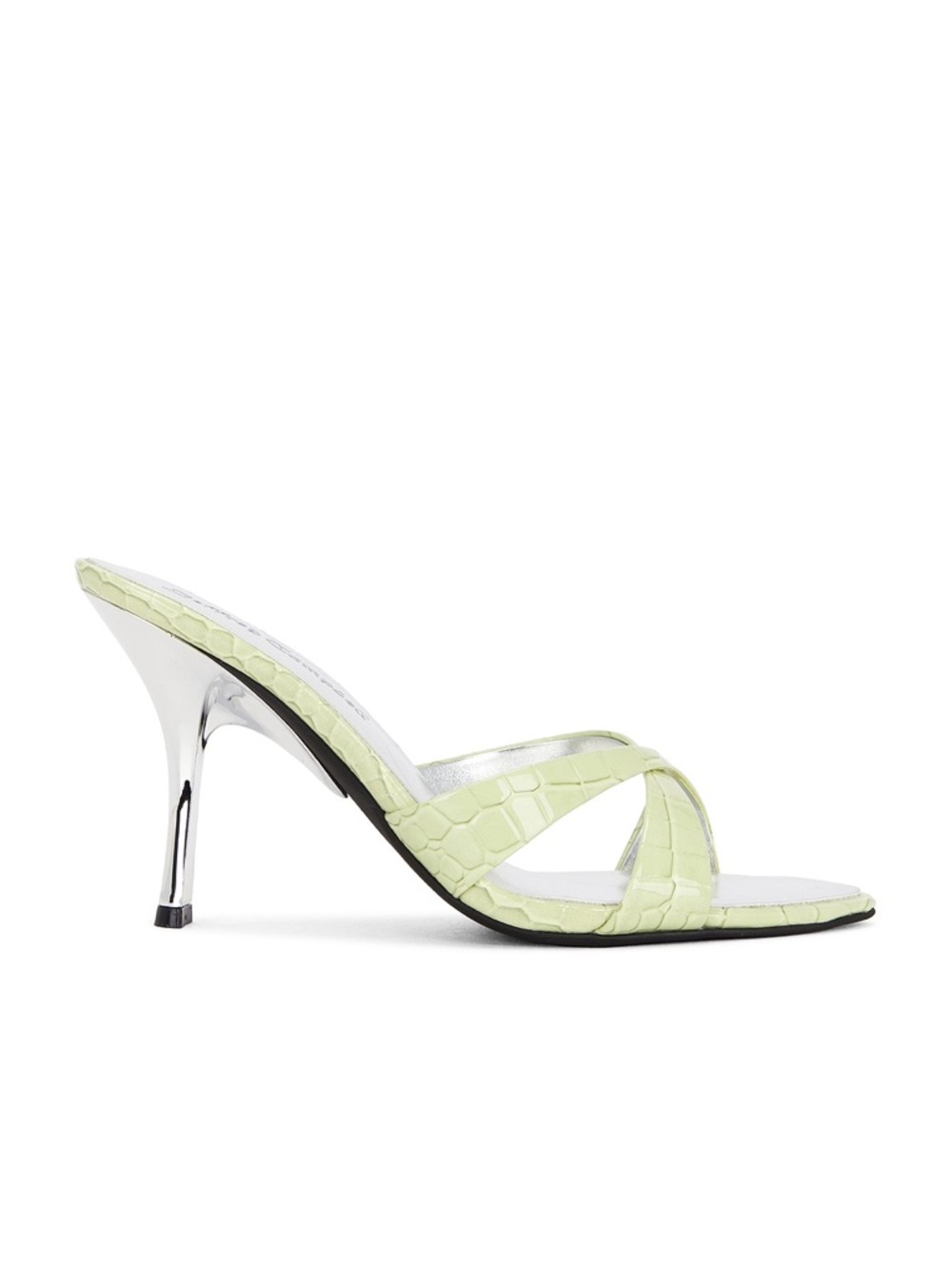 Jeffrey Campbell Symone Sandal in Light Green Croco Silver | VERY SLIGHTLY USED